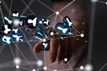 Fototapete - abstract technology group and data