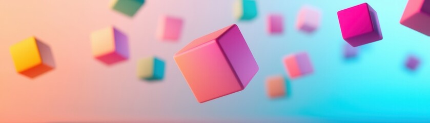 Wall Mural - Abstract Colorful Cubes Floating in Air.