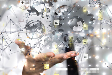 Poster - gear Technology background. Big data concept