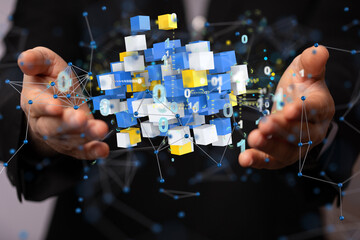 Leinwandbilder - Cloud computing concept.Abstract cloud connection technology background.