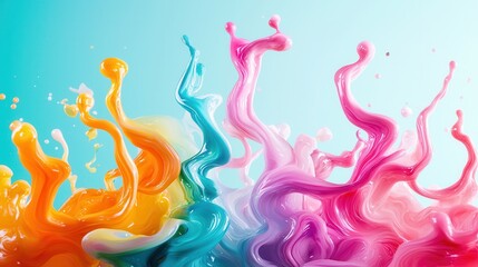 Canvas Print - Abstract Colorful Liquid Splashes.