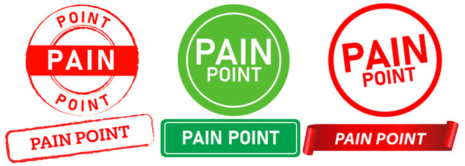 Wall Mural - Pain point customer business problems stamp green red badges sign emblem sticker design set collection