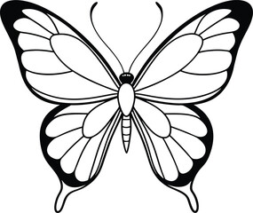 Wall Mural - black butterfly line art vector illustration silhouette, Print