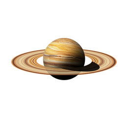 planet saturn with rings close-up isolated in png format