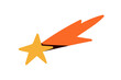 © Good Studio - Shooting star with glowing trail, wish and dream symbol. Bright celestial cosmic object in motion, light blaze streak. Falling comet in flight. Flat vector illustration isolated on white background