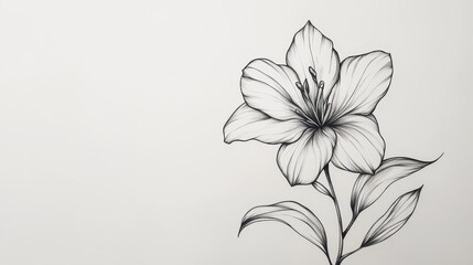 Sticker - Minimalist Monochrome Floral Sketch