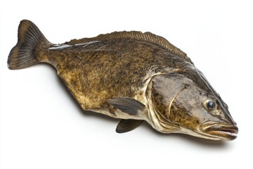 Market-Fresh Halibut Displayed on Clean White Background