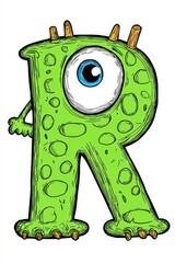 Canvas Print - Cartoon Monster Letter R