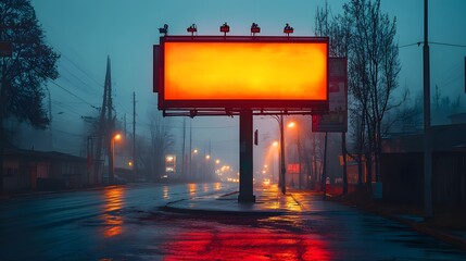 A glowing billboard on a quiet street, with the dark sky and minimal streetlights creating a perfect backdrop for advertising visuals.