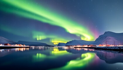 Wall Mural - Mesmerizing display of northern lights illuminating the Arctic sky over Tromso, Norway