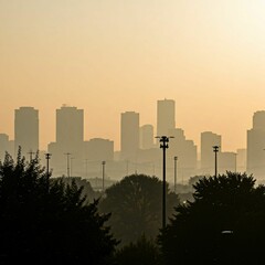 Air pollution in the city. Haze pollution.