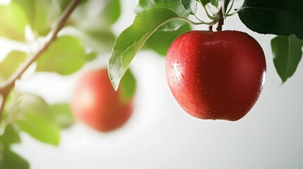 Wall Mural - apple on a tree on white background, Generative AI