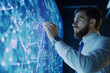 © s1llu - Digital analyst examining real-time data on an interactive screen, focusing on innovation and business intelligence.