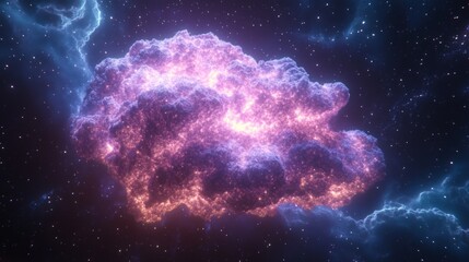 Poster - A glowing translucent sphere of antimatter and positronium floating in a dark cosmic environment filled with mystery and energy
