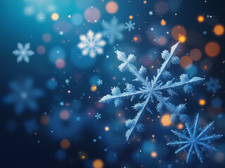 Wall Mural - AI-generated digital illustration of snowflakes background at outdoor christmas night.