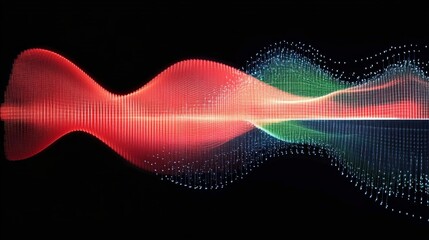 Poster - Exploration of quantum waves visualized through vibrant red, green, and blue colors against a dark backdrop