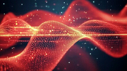 Poster - Visualizations of superposition in quantum mechanics showcasing vibrant energy waves and particle interactions