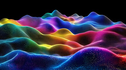 Poster - Vibrant 3D visualization of quantum field theory illustrating energy fluctuations and particle interactions