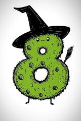 Sticker - Cute Witch Number Eight Character Design