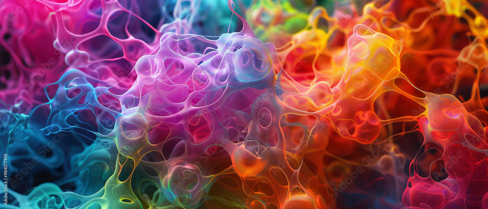 An abstract background filled with luminous neural networks in vibrant ...