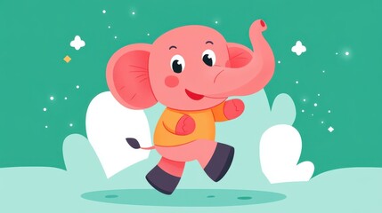 Wall Mural - Vibrant and joyful depiction of an elephant, perfect for engaging kids content and playful marketing strategies.