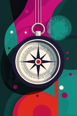 Poster - Abstract Compass with Swirling Colors