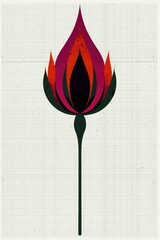 Poster - Abstract Flower Illustration with Red and Pink Petals