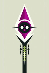 Poster - Abstract Tribal Geometric Art with Purple and Black Elements