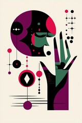 Canvas Print - Abstract Art with Hand and Geometric Shapes