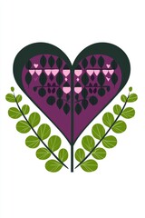 Poster - Geometric Heart with Floral Design