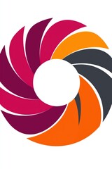 Poster - Abstract Circular Design with Swirls of Orange, Pink, Purple, and Grey