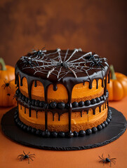 Wall Mural - Cute Halloween spiced pumpkin cake