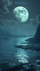 Canvas Print - Mystical Moonlit Landscape: A Serene Night Scene