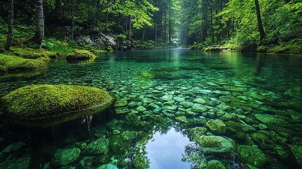 Wall Mural - Crystal-clear spring in a forest