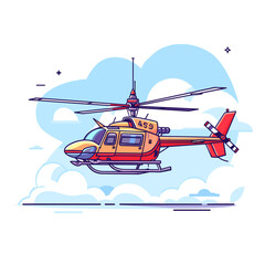 Wall Mural - Helicopter vector illustration in flat cartoon style. Helicopter rescue service.