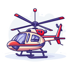 Wall Mural - Helicopter Vector illustration in flat cartoon style on white background.