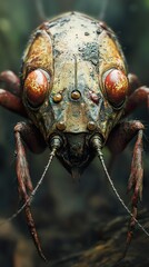 Canvas Print - Close Up of a Creepy Insect with Red Eyes