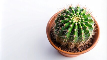 Bird Eye View Cactus in a doodle pot isolated on white background