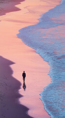 Wall Mural - person walking along a beach at dusk hd phone wallpaper