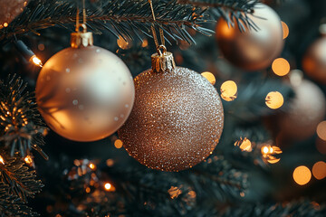 Sparkling Christmas Ornaments on a Festive Tree