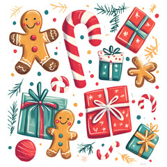 Wall Mural - Christmas and New Year-themed graphic backgrounds for cards