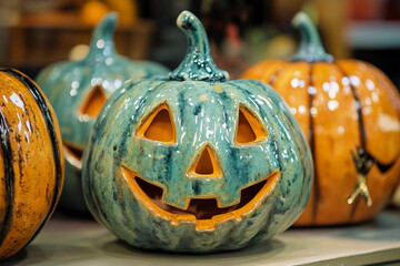 Wall Mural - Perfect seasonal themes pumpkins at Halloween event generative AI