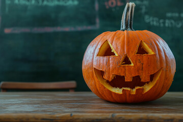 Wall Mural - Kids carving pumpkins at a Halloween event generative AI