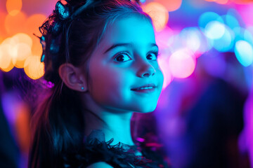 Poster - AI generated portrait of child in witch costume for festive event