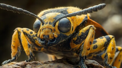 Canvas Print - Close-Up Macro Photography of a Yellow and Black Beetle