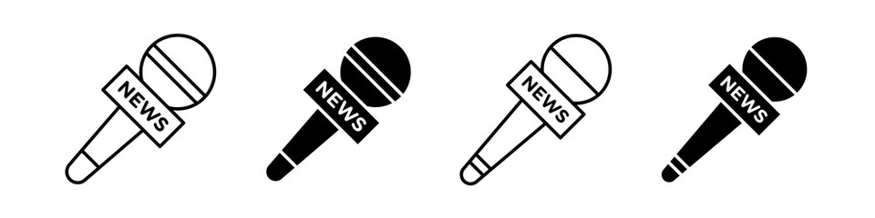 Wall Mural - news microphone vector icon set