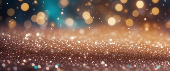 Wall Mural - Sparkling glitter blurred background with bokeh. Luxury header design