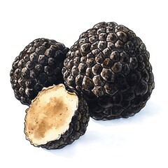 Canvas Print - Black Truffles Watercolor Illustration.