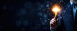 © Nopadon - Businessman balancing a glowing idea on his finger, surrounded by abstract designs, idea balance, creative business juggling