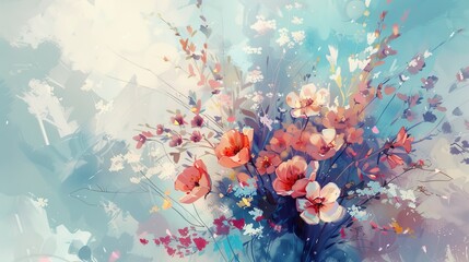 Wall Mural - A bunch of flowers, color field, made of flowers